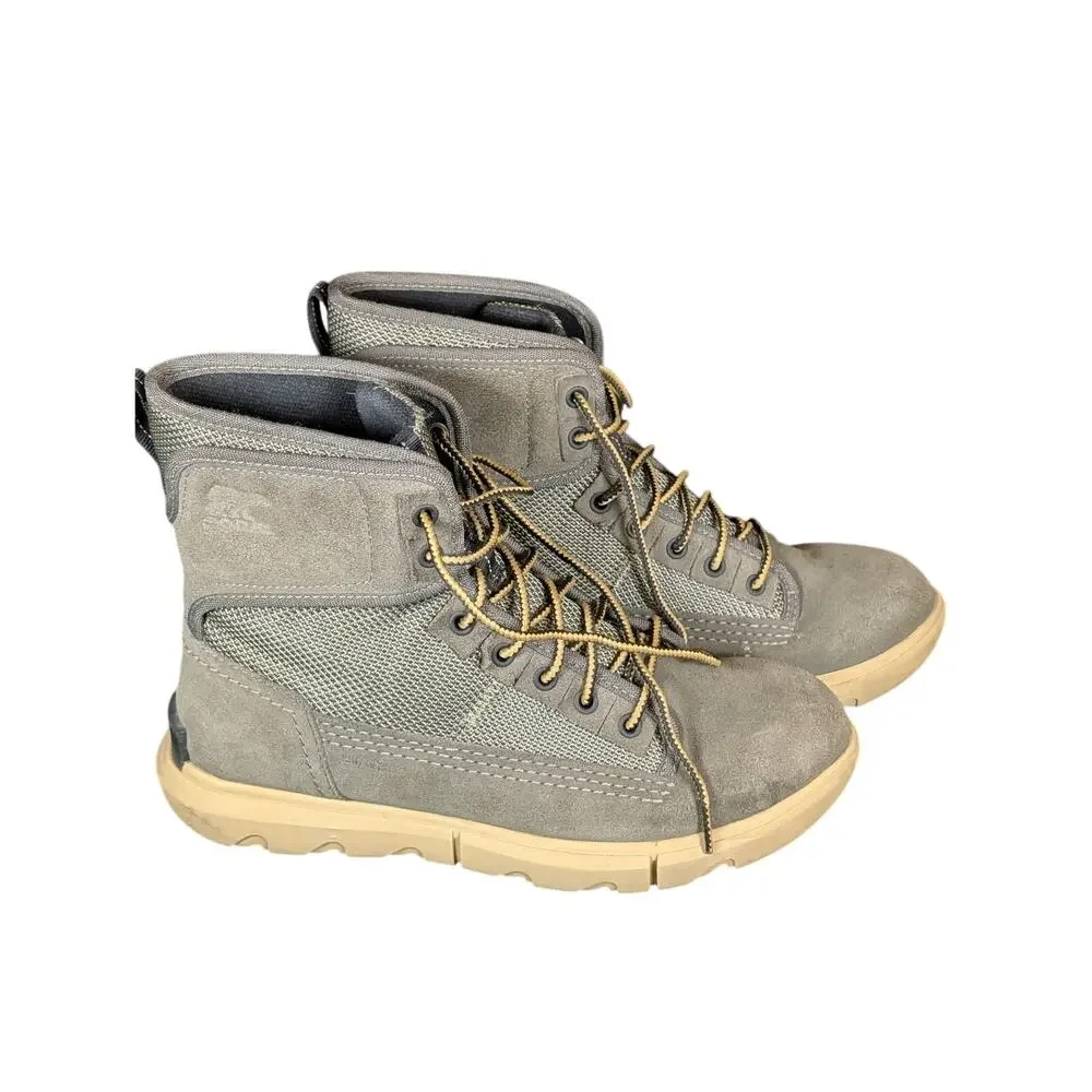 Sorel Explorer Waterproof Boots Men's 8 Gray Suede Hiking Outdoor NM4808-326